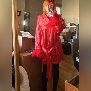 DIY Embellished Red Satin Costume Cosplay Robe Size XL VGUC